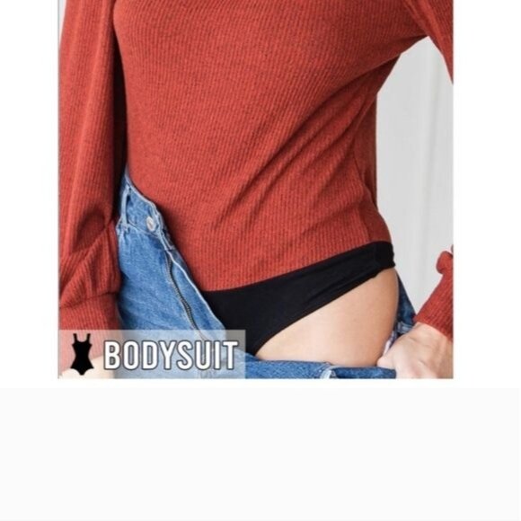 BODYSUIT-LONG SLEEVES w/FRONT OPENING. NEW-COLOR: RUST - Picture 3 of 5